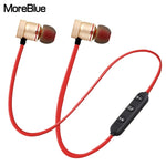 MoreBlue S07 หูฟังบลูทูธไร้สาย โลหะแม่เหล็ก สเตอริโอเบส หูฟังสปอร์ตไร้สายพร้อมไมโครโฟน