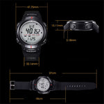 SYNOKE 61576 นาฬิกากีฬา LED กันน้ำสำหรับผู้ชาย สีดำ สีเทา