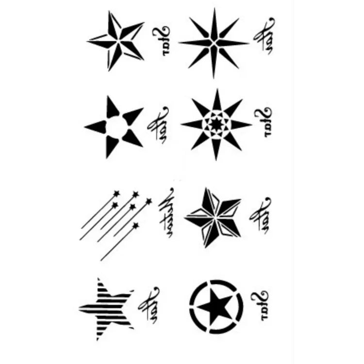 10 ชิ้น สติ๊กเกอร์รอยสักชั่วคราวกันน้ำ สีดำคลาสสิก