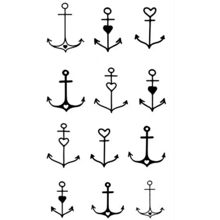 10 ชิ้น สติ๊กเกอร์รอยสักชั่วคราวกันน้ำ สีดำคลาสสิก