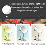 กระจกแต่งหน้ากลมสองด้านตั้งโต๊ะ LED สว่าง กระจกขยายยกได้ กระจกธรรมดา + ขยาย 3 เท่า (7 นิ้ว ชาร์จได้) กระจกธรรมดา + ขยาย 5 เท่า (7 นิ้ว ชาร์จได้) กระจกธรรมดา + ขยาย 7 เท่า (7 นิ้ว ชาร์จได้)