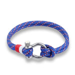 สร้อยข้อมือร่มชูชีพสไตล์ทหารเรือสำหรับกิจกรรมกลางแจ้ง พร้อมหัวล็อกสแตนเลส สีฟ้า ดำ แดง