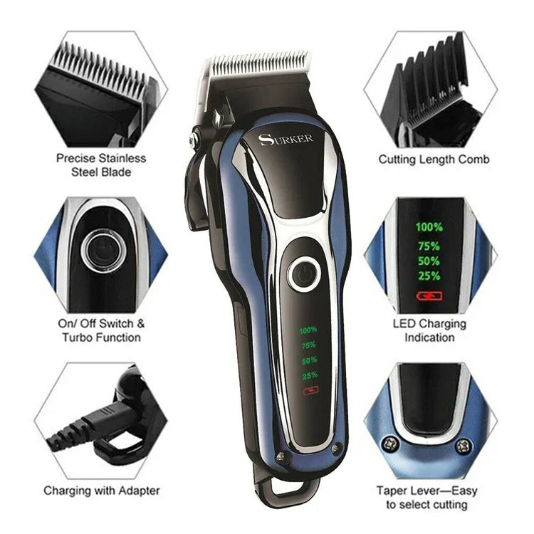 เครื่องตัดผม Surker SK-803 กำลังสูง จอ LCD ปลั๊กไฟ ใช้ได้สองระบบ