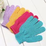 ถุงมืออาบน้ำ 5 ชิ้น สำหรับสครับผิว สปานวดตัว สีม่วง เขียว น้ำเงิน ส้ม แดง