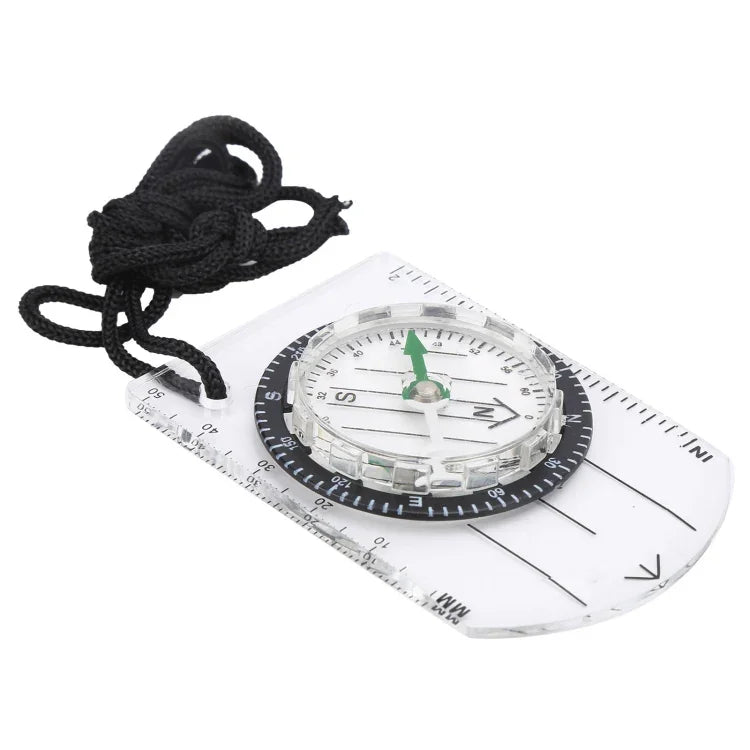 Professional Mini Compass Map Scale Ruler Multifunctional Equipment Outdoor Hiking Camping Survival, Mini
