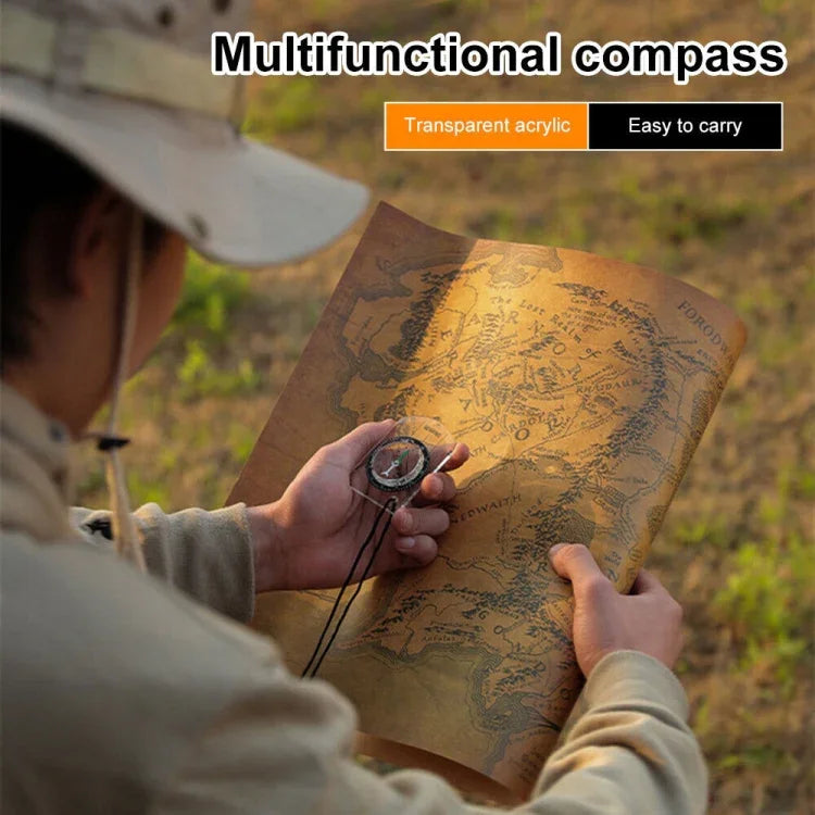 Professional Mini Compass Map Scale Ruler Multifunctional Equipment Outdoor Hiking Camping Survival, Mini