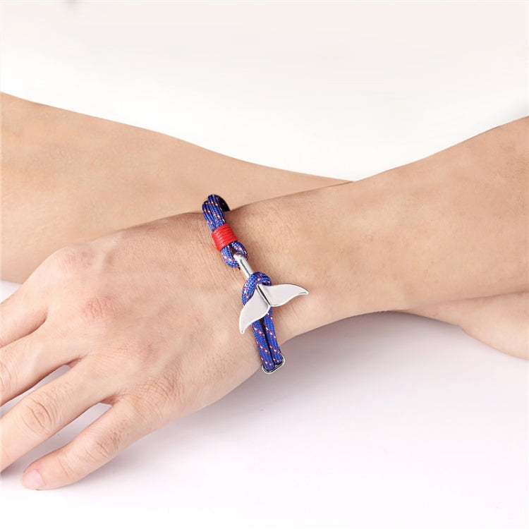 กำไลข้อมือโซ่เชือกเอ็นจิ้นรูปปลาวาฬ สีกรมท่า ดำ ดำแดง แดง ดำฟ้า เหลือง หลายสี น้ำเงิน