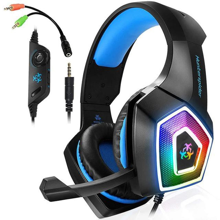 V1 หูฟังเกมมีสาย 3.5 มม. RGB สีสันสดใส ความยาวสาย: 2.2 ม.