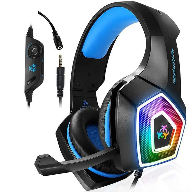 V1 หูฟังเกมมีสาย 3.5 มม. RGB สีสันสดใส ความยาวสาย: 2.2 ม.