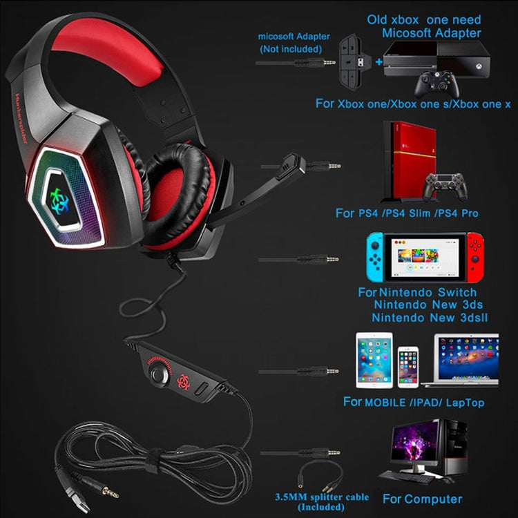 V1 หูฟังเกมมีสาย 3.5 มม. RGB สีสันสดใส ความยาวสาย: 2.2 ม.