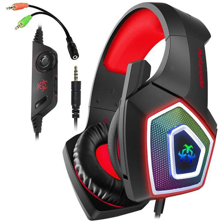 V1 หูฟังเกมมีสาย 3.5 มม. RGB สีสันสดใส ความยาวสาย: 2.2 ม.
