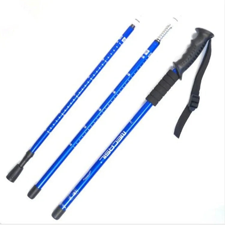 ไม้เท้าเดินป่ากลางแจ้งแบบสามท่อนด้ามจับตรง อลูมิเนียมอัลลอย NECASIL, สามท่อน (สีดำ), สามท่อน (สีแดง), สามท่อน (สีน้ำเงิน), สามท่อน (สีเงิน)