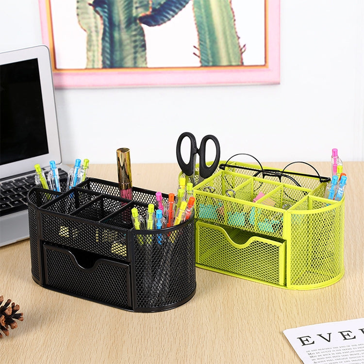 Desk Organizer 9 Grids Metal Mesh Office Pen Pencil Holder