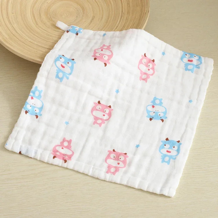 ผ้าฝ้ายผ้าก๊อซ 6 ชั้น ผ้าเช็ดน้ำลายเด็ก ขนาด 25x25 ซม., 30x30 ซม. ส่งแบบสุ่ม