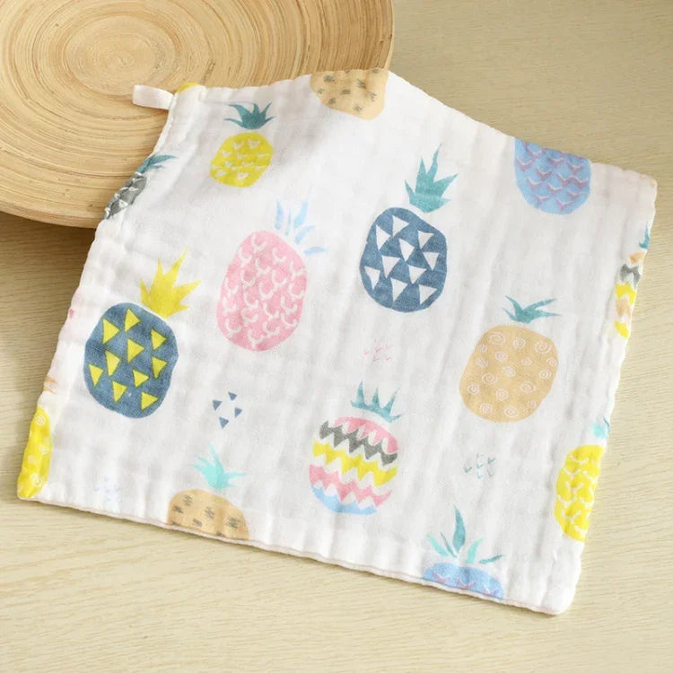 ผ้าฝ้ายผ้าก๊อซ 6 ชั้น ผ้าเช็ดน้ำลายเด็ก ขนาด 25x25 ซม., 30x30 ซม. ส่งแบบสุ่ม