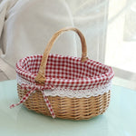 Hand-woven Picnic Basket Sackcloth Rattan Storage Basket, Small, Large