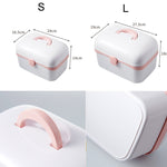 Multifunctional Dustproof Jewelry Cosmetic Plastic Box Household Portable Medicine Box Case, S 24x16.5x14cm, L 27.5x19x18cm