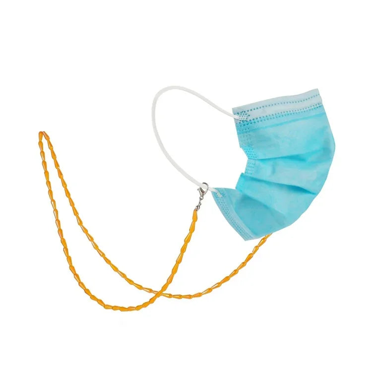 Drop Style Faceted Crystal Mask Lanyard Necklace Chain Glasses Chain, Black, White, Orange, Wine Red, Transparent Pink