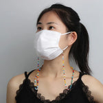 Mask Lanyard Handmade Crystal Bead Chain Anti-Drop Hanging Glasses Chain, White