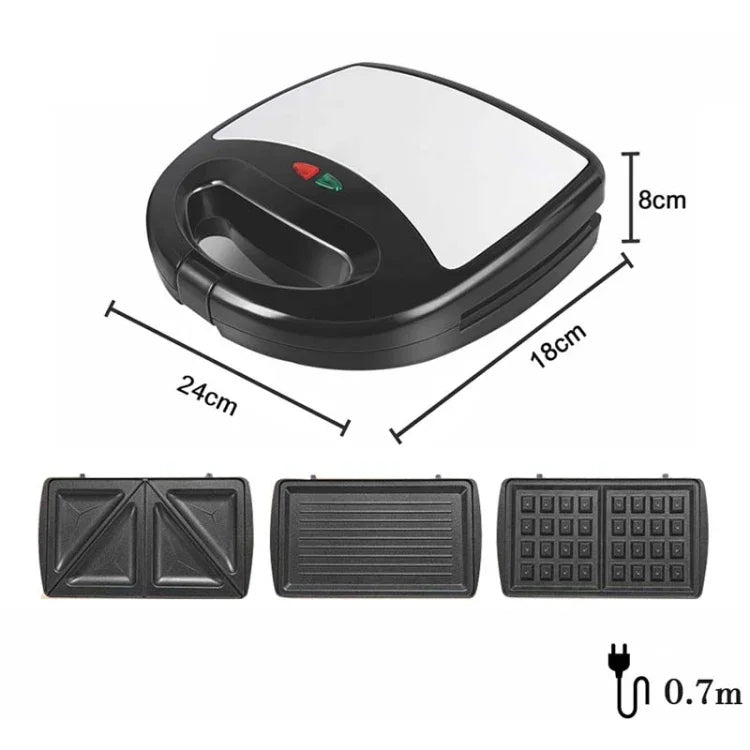 เครื่องทำแซนด์วิช 3 in 1 อเนกประสงค์ เครื่องทำวาฟเฟิล เครื่องทำแพนินี เครื่องทำอาหารเช้า ปลั๊ก EU