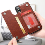 For iPhone XR Retro PU Leather Case Multi Card Holders Phone Case, For iPhone XR