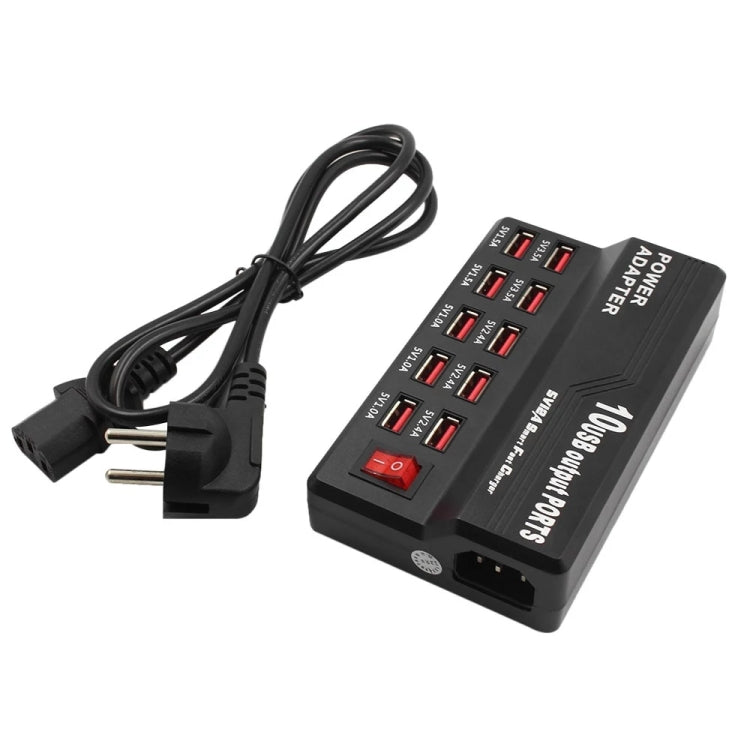 ที่ชาร์จดิจิทัลอิเล็กทรอนิกส์อเนกประสงค์ USB 100-240V ชาร์จเร็วอัจฉริยะ ปลั๊ก US 10 พอร์ต, 12 พอร์ต