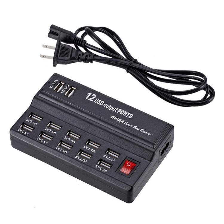 ที่ชาร์จดิจิทัลอิเล็กทรอนิกส์อเนกประสงค์ USB 100-240V ชาร์จเร็วอัจฉริยะ ปลั๊ก US 10 พอร์ต, 12 พอร์ต
