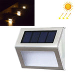 ไฟติดผนังบันไดสแตนเลสพลังงานแสงอาทิตย์ 3 LED สำหรับสวนรั้วภายนอก 3 LED / 2 ชิ้น