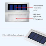 ไฟติดผนังบันไดสแตนเลสพลังงานแสงอาทิตย์ 3 LED สำหรับสวนรั้วภายนอก 3 LED / 2 ชิ้น