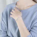 สร้อยข้อมือเงินสเตอร์ลิง 925 โบว์น่ารักสำหรับผู้หญิง สร้อยข้อมือยืดหยุ่น