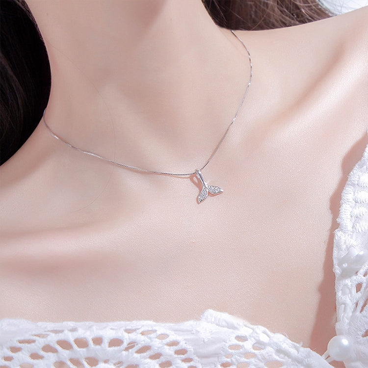 สร้อยคอเงินสเตอร์ลิง S925 หางปลาฉลาม เครื่องประดับสำหรับผู้หญิง สร้อยคอหางวาฬ