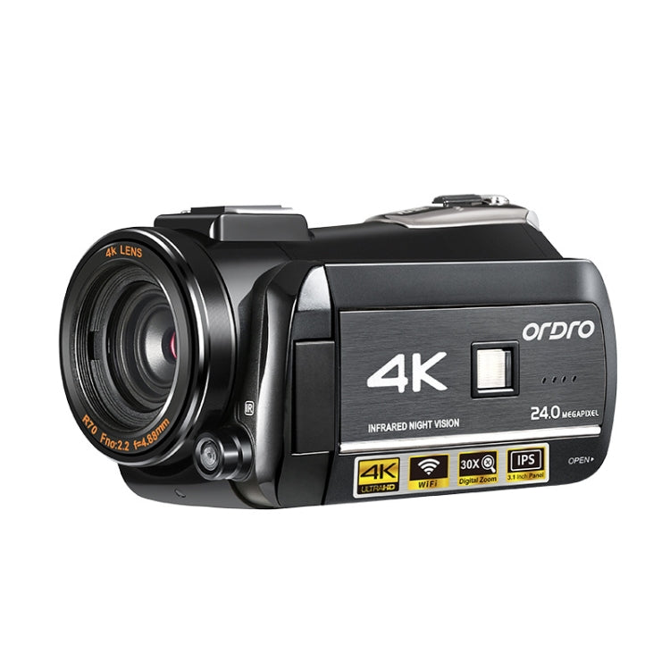 ORDRO AC3 กล้องดิจิตอล DV พร้อมหน้าจอ IPS 3.1 นิ้ว 4K Full HD 13MP พร้อม WiFi และการมองเห็นในที่มืด, รุ่นมาตรฐาน, มาตรฐาน + ไมโครโฟน, มาตรฐาน + ไมโครโฟน + ขาตั้งมือถือ, มาตรฐาน + ไมโครโฟน + ไฟเติมแสง