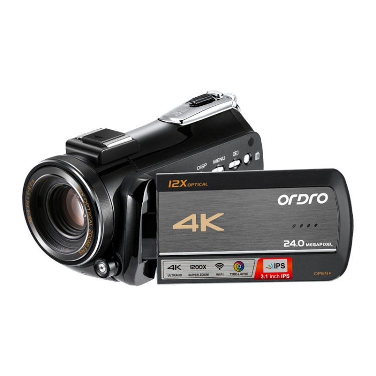 ORDRO AC5 กล้องวิดีโอดิจิตอล DV ซูมออปติคอล 12X 4K HD พร้อม WiFi และการมองเห็นในที่มืด, รุ่นมาตรฐาน, มาตรฐาน + ไมโครโฟน, มาตรฐาน + ไมโครโฟน + ขาตั้งมือถือ, มาตรฐาน + ไมโครโฟน + ไฟเติมแสง