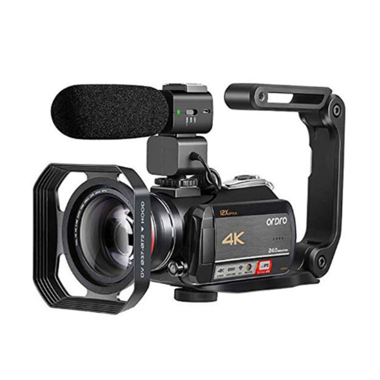 ORDRO AC5 กล้องวิดีโอดิจิตอล DV ซูมออปติคอล 12X 4K HD พร้อม WiFi และการมองเห็นในที่มืด, รุ่นมาตรฐาน, มาตรฐาน + ไมโครโฟน, มาตรฐาน + ไมโครโฟน + ขาตั้งมือถือ, มาตรฐาน + ไมโครโฟน + ไฟเติมแสง