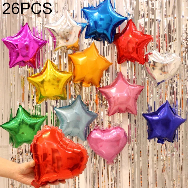 26 PCS 18 Inch Star-Shaped Aluminum Foil Balloon Holiday Domestic Aluminum Foil Balloon Decoration, Random Color Delivery, Aluminum Foil Balloon