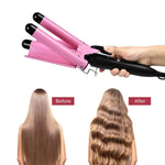 เครื่องม้วนผมเซรามิกอัตโนมัติ 20-32 ม.ม. แบบ 3 ลอน ไม้กวาดลอนใหญ่ ขนาด 32 มม.