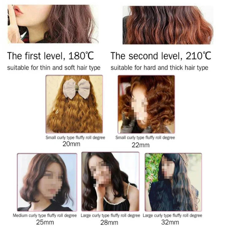 เครื่องม้วนผมเซรามิกอัตโนมัติ 20-32 ม.ม. แบบ 3 ลอน ไม้กวาดลอนใหญ่ ขนาด 32 มม.