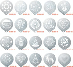 6 PCS Stainless Steel Garland Mold Fancy Coffee Printing Model Coffee Milk Foam Spray Pattern Template Random Style Delivery, 6 PCS