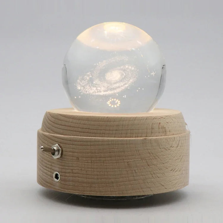 Girl Bedside Lamp Crystal Ball Wooden Base Music Box Charging Glow Rotating Night Light, Random Music, Ballet, Castle, Unicorn, Flying Pig, Dogs, Drawing Girl, Whale, Deer, Deer Head, Cat, Mermaid, Dandelion, Balloon Bear, Christmas Tree, Double Pig   ...