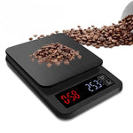 เครื่องชั่งกาแฟแบบมือกดสำหรับใช้ในครัวเรือน พร้อม USB และตัวจับเวลา 3 กก./0.1 กรัม, 5 กก./0.1 กรัม, 10 กก./1 กรัม