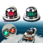 ไฟนำทาง LED สีแดงเขียวสำหรับเรือเดินทะเล 1 คู่ สแตนเลส สัญญาณเดินเรือ DC 12V, 1 คู่ 12V