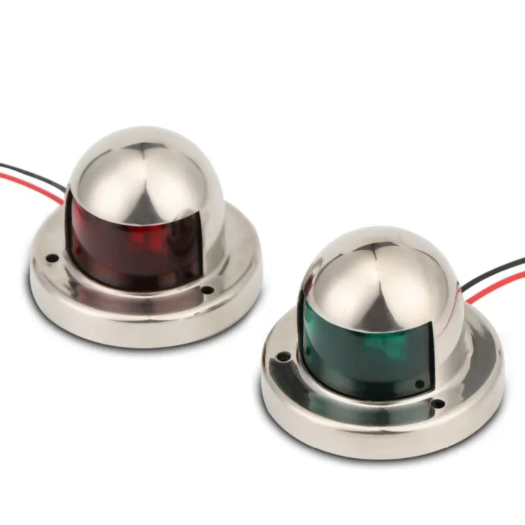 ไฟนำทาง LED สีแดงเขียวสำหรับเรือเดินทะเล 1 คู่ สแตนเลส สัญญาณเดินเรือ DC 12V, 1 คู่ 12V