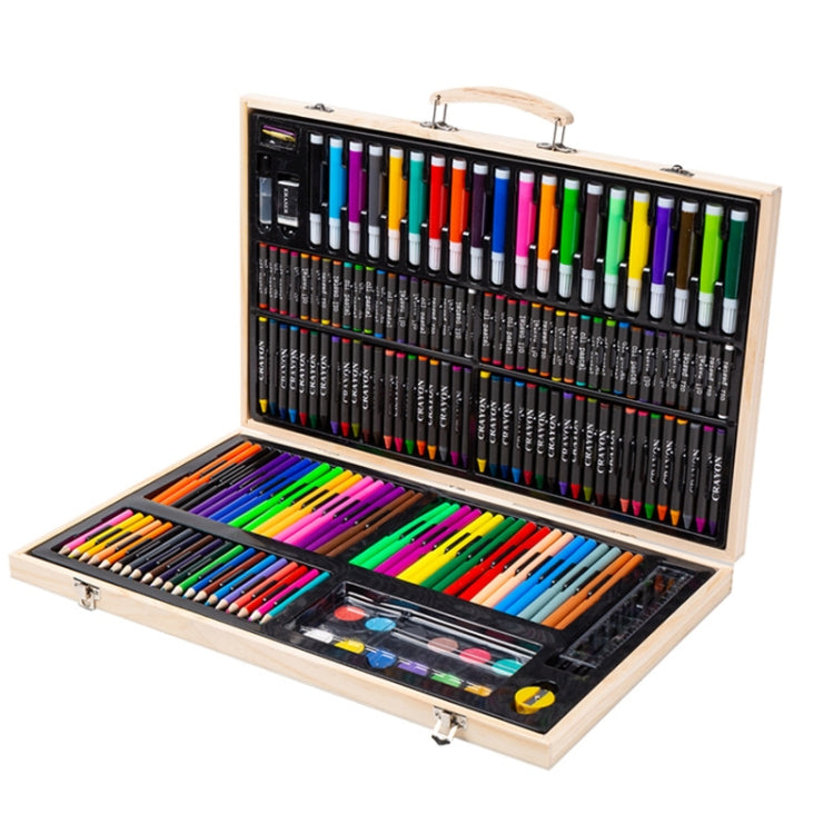 Painting Wooden Box Colorful Pen Set Art School Supplies For Children, 180 in 1