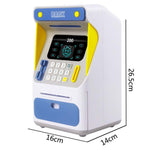 กล่องฝากเงิน ATM แบบจำลองระบบจดจำใบหน้า รหัสผ่าน และกล่องเก็บเงินอัตโนมัติ รุ่นแบตเตอรี่ สีส้ม, รุ่นแบตเตอรี่ สีฟ้า, รุ่นชาร์จ สีส้ม, รุ่นชาร์จ สีฟ้า