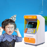 กล่องฝากเงิน ATM แบบจำลองระบบจดจำใบหน้า รหัสผ่าน และกล่องเก็บเงินอัตโนมัติ รุ่นแบตเตอรี่ สีส้ม, รุ่นแบตเตอรี่ สีฟ้า, รุ่นชาร์จ สีส้ม, รุ่นชาร์จ สีฟ้า