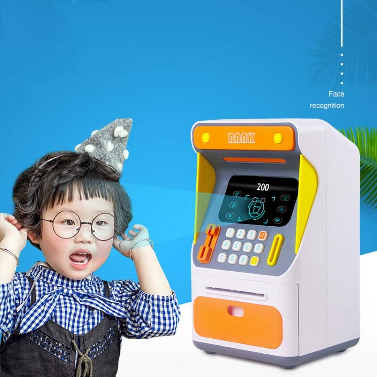 กล่องฝากเงิน ATM แบบจำลองระบบจดจำใบหน้า รหัสผ่าน และกล่องเก็บเงินอัตโนมัติ รุ่นแบตเตอรี่ สีส้ม, รุ่นแบตเตอรี่ สีฟ้า, รุ่นชาร์จ สีส้ม, รุ่นชาร์จ สีฟ้า