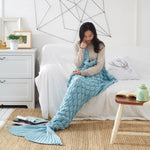 ผ้าห่มถักหางนางเงือก ผ้าห่มหางปลา ขนาด 60x140 ซม., 195x90 ซม.