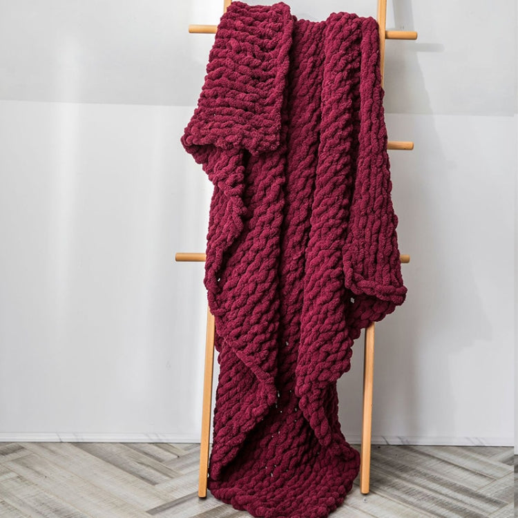 ผ้าห่มถักขนแกะหนาแบบทำมือ ผ้าห่มโซฟา Chenille Stick ขนาด 80 x 100 ซม., 130 x 160 ซม.