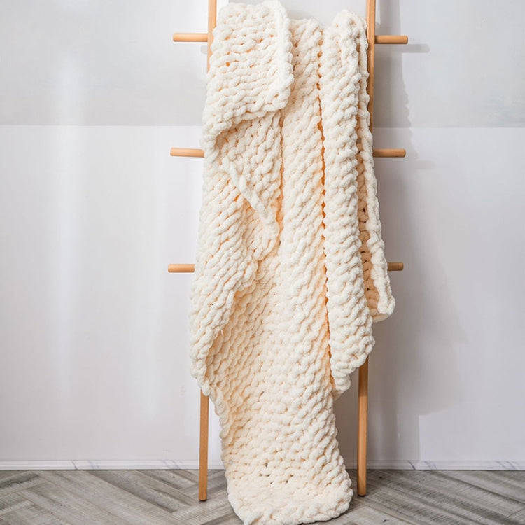 ผ้าห่มถักขนแกะหนาแบบทำมือ ผ้าห่มโซฟา Chenille Stick ขนาด 80 x 100 ซม., 130 x 160 ซม.