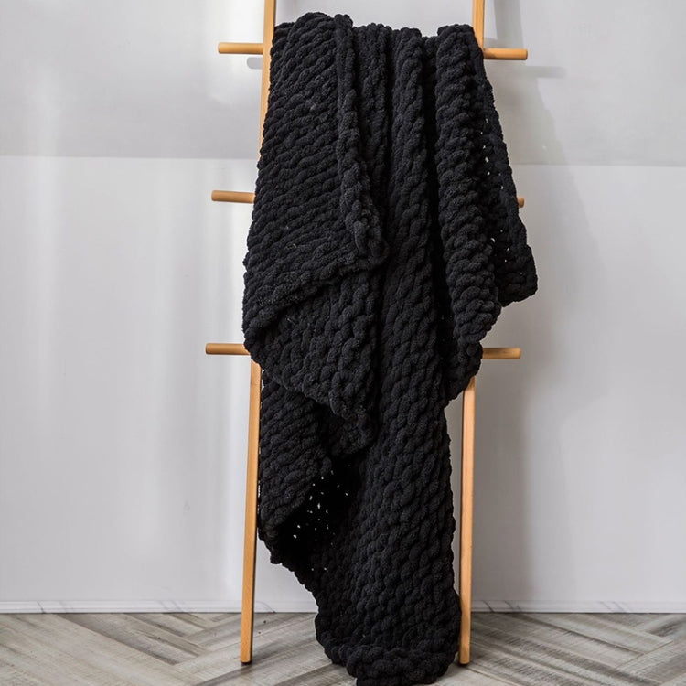 ผ้าห่มถักขนแกะหนาแบบทำมือ ผ้าห่มโซฟา Chenille Stick ขนาด 80 x 100 ซม., 130 x 160 ซม.